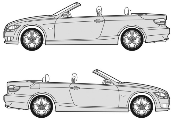 BMW 3 series E90 Cabriolet (БМВ 3 серии Е90 Кабриолет) - чертежи (рисунки) автомобиля